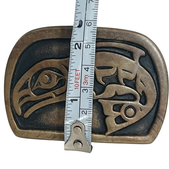 Vintage 1970s Native American Northwest Coast Brass Belt Buckle - Picture 4 of 5